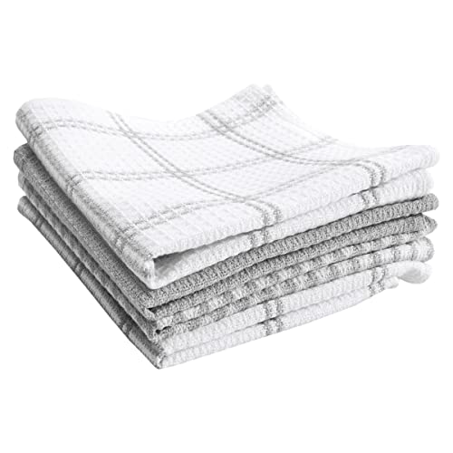 T-Fal Premium Waffle Dish Cloths: Highly Absorbent, Super Soft Long Lasting - 100% Cotton, 12"x13" Towel for Cleaning & Drying, (4-Pack), Grey - color: Gray, size: 4-Pack