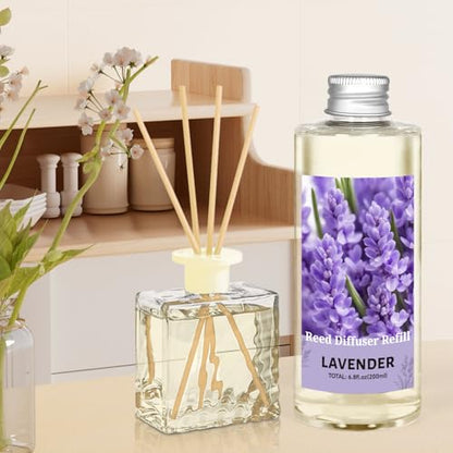 STRN Reed Diffuser Oil Refill, Lavender Scented Reed Diffuser Refill 200ML | Long-Lasting Summer Fragrance for Home, Living Room, Bedroom, Office - color: Purple 2