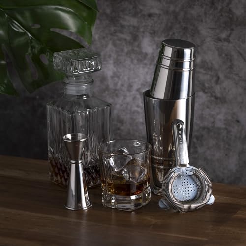Premium 4-Piece Boston Cocktail Shaker Set w/Hawthorne Strainer & Japanese Jigger, Stainless Steel 304- Weighted Cocktail Set - Boston Shaker Set - Bartender Shaker - Shaker for Cocktails