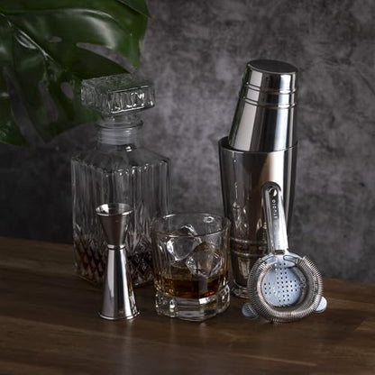 Premium 4-Piece Boston Cocktail Shaker Set w/Hawthorne Strainer & Japanese Jigger, Stainless Steel 304- Weighted Cocktail Set - Boston Shaker Set - Bartender Shaker - Shaker for Cocktails
