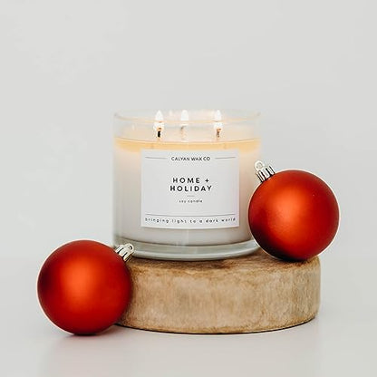 Home & Holiday 3 Wick Scented Candle - 43 Hour Burn | Made in the USA Luxury Clean Soy Wax Candles - Long Lasting Large Glass Jar Candle for Home - 3 Wicks - 14.9oz - color: Home + Holiday