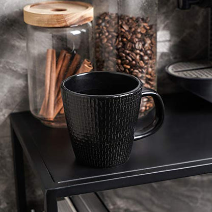 Stone Lain Abigael Weave Stoneware Dish Set, 4 Mugs, Black - color: Abigael - Black, size: 4 Mugs