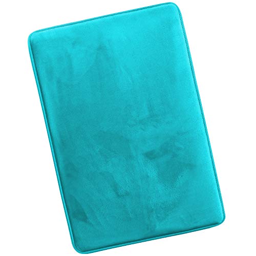 Clara Clark Bathroom Rugs, Ultra Soft Plush Bath Mat for Bathroom, Non-Slip, Velvet Memory Foam Bath Rugs, 20 x 32, Solid Teal Blue