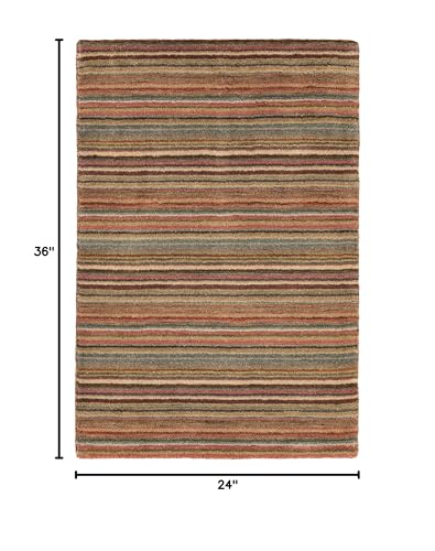Dash & Albert Brindle Spice Striped Hand Loom Knotted Wool Rug, 2'x3' - color: Spice, size: 2' x 3' (Rectangular)