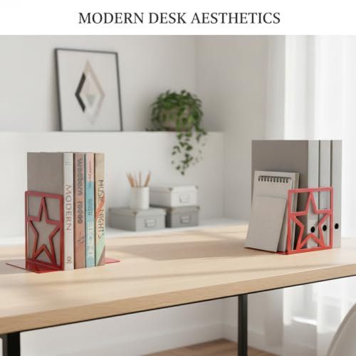 13.8 x 7.9 Inch Metal Bookends, Geometric Frame Desk Organizer for Books and Files, Modern Office Shelf Decor, Pair