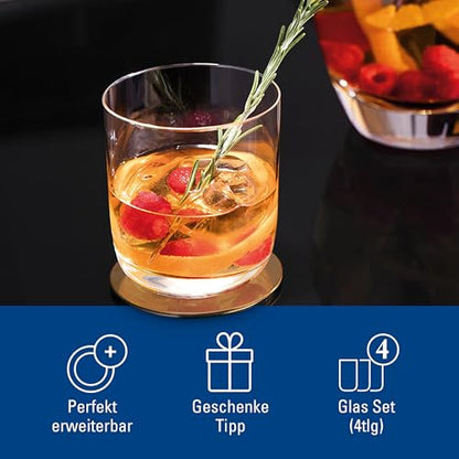 Villeroy & Boch La Divina Whisky Glass Set of 4, Clear, 12.25 oz | Crystal glass whisky glasses, dishwasher safe, curved bowl lets smoky single malts fully develop their aroma - style: Old fashion.tumbler