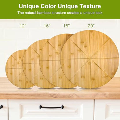 20" Pizza Cutting Board Extra Large Bamboo Wooden Round Platter Tray Prep - style: 20"