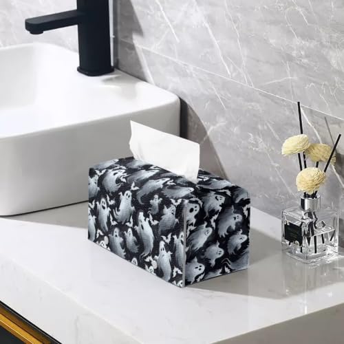 Ghost Bat Pu Leather Tissue Box Cover Modern Rectangular Tissue Box Tissue Box Cover Holder for Bathroom Living Room Bedroom Vanity Countertop Night Stands Office Desk - color: Ghost Bat5