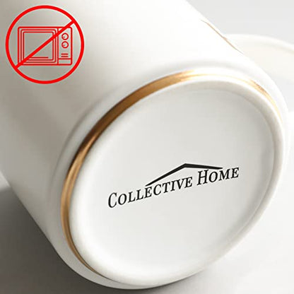 COLLECTIVE HOME Ceramic Coffee Mug, 15 oz Monogram Cup with Gift Box(n) | Dishwasher Safe, Engraved Gold Letter , Personalized Housewarming Birthday Present, Christmas Thanksgiving Mothers Day Gifts - color: gold-n