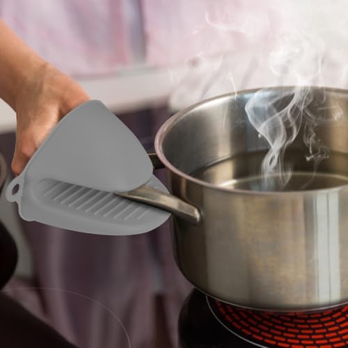 2 PCS Mini Silicone Oven Gloves Heat Resistant Cooking Pinch Mitts Potholder for Kitchen Cooking & Baking (Light Grey) - color: Light Grey