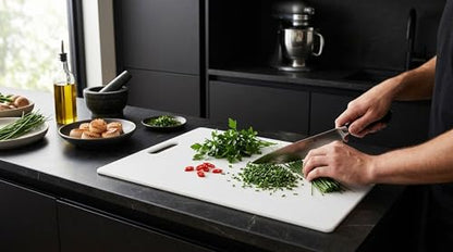 Farberware Cutting Board for Kitchen, 12 x 18 Inch Poly Utility Board, Reversible Plastic Cutting Board for Meat, Vegetables, Fish and Poultry, Dishwasher Safe - size: 18"L x 12"W
