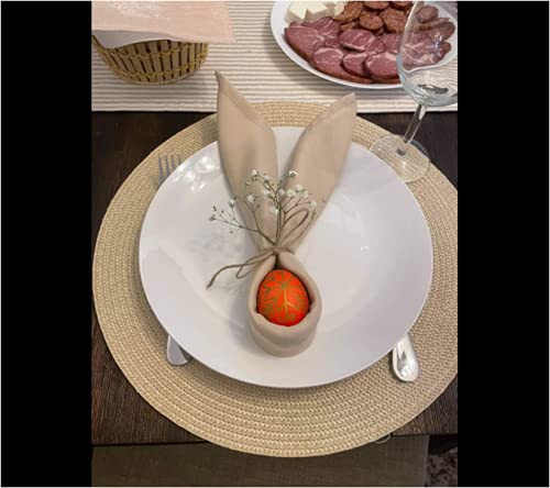 PLOYMONO Beige Cloth Napkins - 8 Pack 17" x 17" Washable Polyester Napkins | Heavy Duty 180 GSM Cloth Napkins with Hemmed Edges - Great for Restaurants, Weddings, Parties, Banquets Dinner - color: Beige