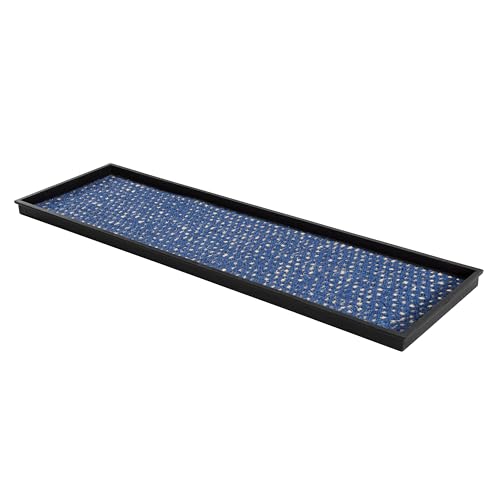 Anji Mountain Heavy Duty Waterproof Rubber Shoe Storage Mat Organizer/Boot Storage Tray Multi Use For Entryway with Coir, Blue and Ivory Insert , Fits 4 Pair (46.5" Wide) - color: Blue and Ivory, size: 46" x 14" x 1.5"