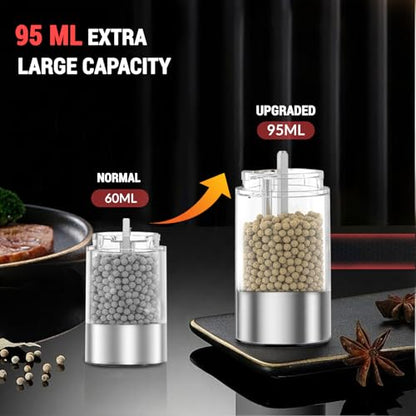 Electric Salt and Pepper Grinder Set, 95ml Large Capacity Automatic Pepper Mill with USB-C Charging Base & LED Light, Adjustable Coarseness Stainless Steel Spice Grinder 2-Piece Set - size: Upgraded Capacity Version (1 Pack)