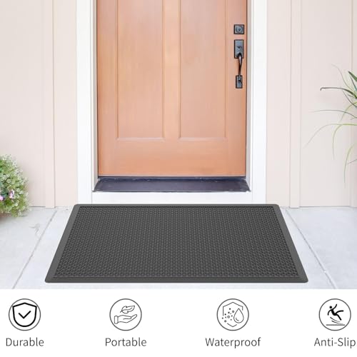 Rubber Scraper Floor Mat 60”x36” 2 Pack - Heavy Duty Outdoor Mats for Garage, Entryway, Door, Mudroom, Boot Tray - All-Weather & Easy Clean - size: 60"x36" Scraper Mats 2Pcs