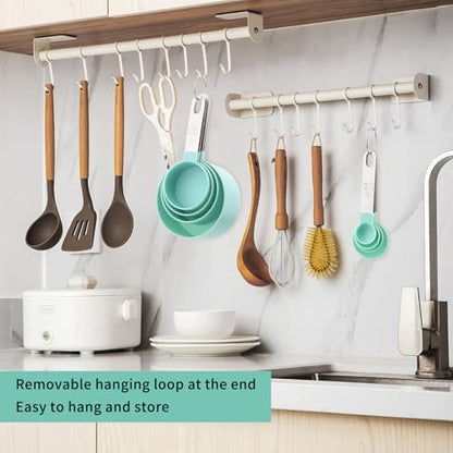 8 PCS Tainless Steel Measuring Cups and Spoons Set, Nesting Measuring Cup and Spoon Set for Precise Cooking Measurements in the Kitchen, Green - color: Green