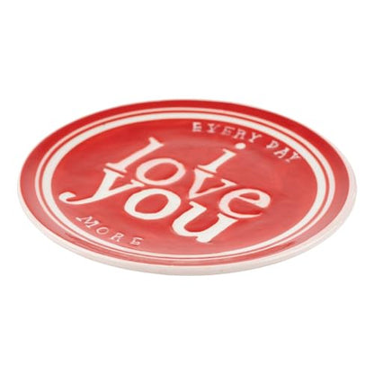 Red Jewelry Organizer - Everyday I Love You More Round Trinket Tray, Red Engagement Ring Holder Dish for Jewelry and Small Treasures, Key Holder, Aesthetic Room Decor, Home Decor, 5"x5" - style: Everyday Love You More