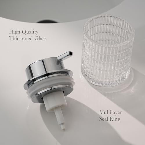 CICUFY Foaming Hand Soap Dispenser, Glass Foam Soap Dispenser or Lotion Dispenser for Kitchen & Bathroom Refillable Liquid Soap Dispenser with Large Silver Pump(Striped Pattern-Clear) - color: Clear-1 Pcs, style: Foam/Striped Pattern