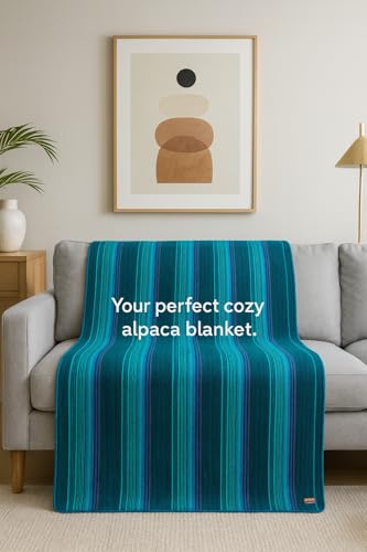 Alpaca Wool Throw Blanket 65 X 45 Inches | Large Warm Ultra-Soft Blanket | Hypoallergenic, Breathable, Non-Itchy Alpaca Wool Fabric | (Turquoise Green, - color: Turquoise Green, size: Throw (48" x 65")