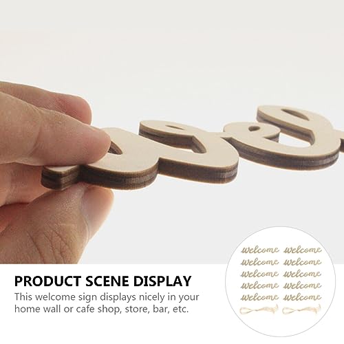 Amosfun 10 Pcs Welcome Door Sign Unfinished Wood Hanging Boards with 10 Lanyards Wooden Welcome Sign Crafts for Front Door Wall Entryway Home Cafe Shop Bar Decor