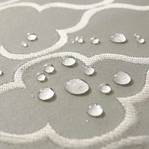 SASTYBALE Christmas Jacquard Tablecloth, Square, 52" x 52", Gray | Damask Fabric, Water Resistant, Wrinkle Free Polyester, 2-4 Seats, Kitchen Dining Tabletop Use - color: Gray Color, size: 52" x 52" (Square)