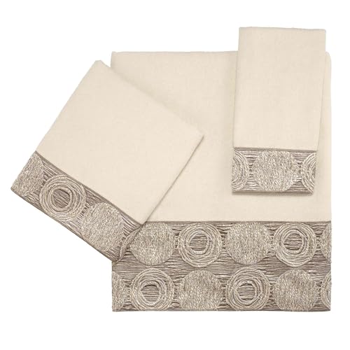 Avanti Linens - 3pc Towel Set, Soft & Absorbent Cotton Towels (Galaxy Collection, Ivory) - color: Ivory, size: 3-Piece Towels