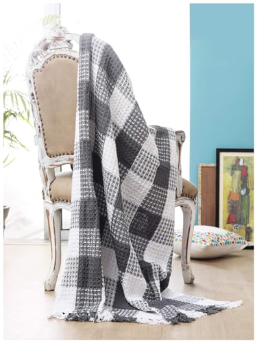 Baffalo Check Cotton Throw 50X60- Charcoal/Wht - color: Charcoal White Buffalo Check