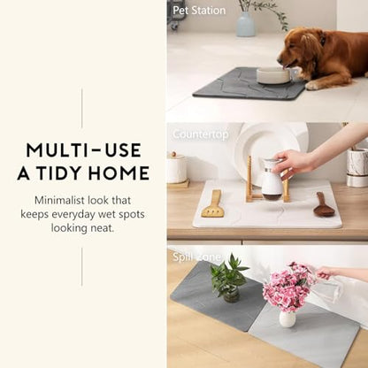 Stone Bath Mat, Quick-Dry Diatomaceous Earth Shower Mat, Absorbent Bathroom Mat for Shower/Tub Exit, New Apartment Essential & Housewarming Gift, 23.5" x 15.5" Dark Gray Wave - color: Dark Gray-wave