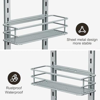 Orimade Adjustable Anti-slip Shower Caddy Overhead, Rustproof Hanging Shower Organizer With 2 Razor Hooks - No Drilling, 3-Tier Shelves, Silver Grey - color: Silver Grey