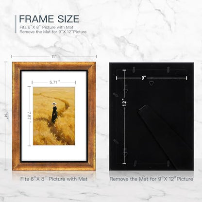 XUANLUO 9x12 Picture Frames Set of 4 Rustic Retro Photo Frame with HD Plastic Cover for Wall Mount and Tabletop Display Family Friends Wedding Gift - color: mix, size: 9×12 inch