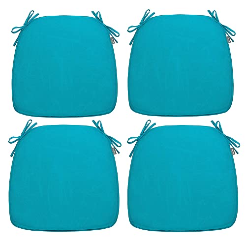 Magpie Fabrics Outdoor U-Shape Chair Cushions with Ties (Teal) | 17"x16"x2" Set of 2, Waterproof All Weather Seat Pads Decoration for Patio Garden Furniture Home Office - color: Teal, size: Set of 4
