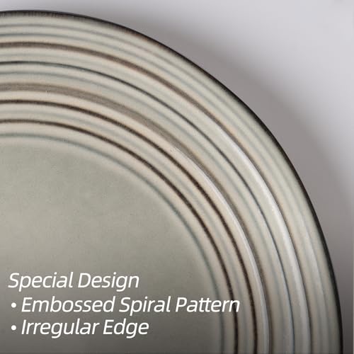 famiware Dinner Plates, 8 Inch Small Plate Set for 6, Dessert Appetizer Speckled Hand-made Ceramic Salad Plates, Microwave & Dishwasher Safe, Scratch Resistant, Twilight Series, Terre-verte - color: Terre-verte, size: 8 inch