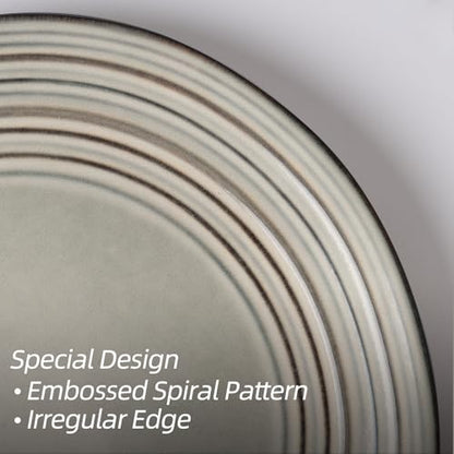 famiware Dinner Plates, 8 Inch Small Plate Set for 6, Dessert Appetizer Speckled Hand-made Ceramic Salad Plates, Microwave & Dishwasher Safe, Scratch Resistant, Twilight Series, Terre-verte - color: Terre-verte, size: 8 inch