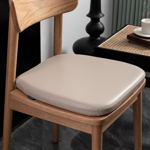 Binding Tie U Shape PU Leather Memory Foam Dining Pad, Non Slip Cushion with Multi Pack Sizes for Indoor Outdoor Household Chairs,Beige White,16x17inch - 4pcs - color: Beige White, size: 16x17inch - 4pcs