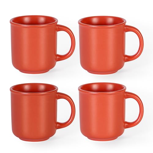 GZG 18 oz Coffee Mugs, Set of 4, Terracotta Blush | Modern Ceramic Coffee Cups with Handle, Large for Tea, Latte, Milk, Cocoa, Rustic Matte Glaze, Microwave & Dishwasher Safe - color: Terracotta Blush, size: 4 pcs Mug Set