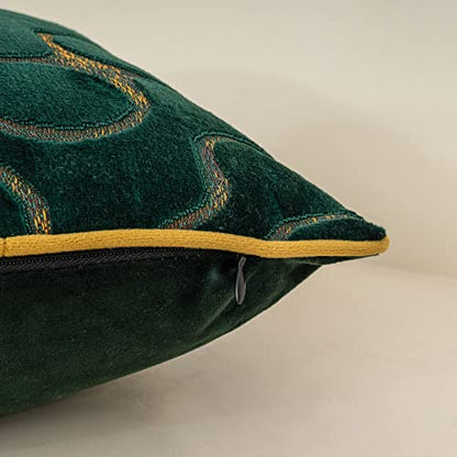 Green Square Throw Pillow Cover Wavy Velvet Cushion Cover Modern Zippered Pillowcase for Sofa Couch Bedroom Living Room Chair, 18 x 18 Inch - color: Green, size: 18" x 18" (Pack of 1)