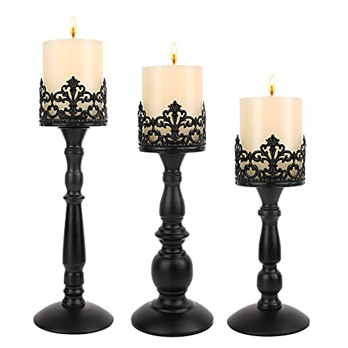 Black Vintage Candle Holder for Table Centerpiece Gothic Candle Stand Set - color: Black