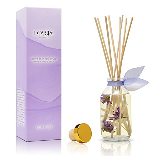 Reed Diffuser Set - Lavender Vanilla Scented Diffuser with Sticks | Home Fragrance Reed Diffuser for Bedroom, Bathroom Shelf Décor, with Real Botanicals in the Bottle - Made in the USA - color: Lavender Vanilla
