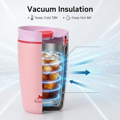 12 oz coffee tumbler Insulated coffee mug with lid Slider Insulated Stainless Steel Coffee Tumbler, Travel Mug for Hot and Iced Beverages insulated travel coffee mug (pink) - color: Pink
