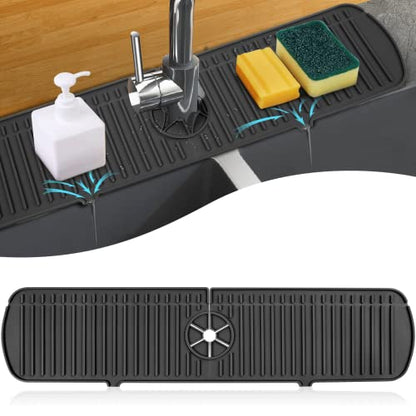 BFONS Silicone Faucet Handle Drip Catcher Tray, 24in x 5.55in, Black - size: Black(1Pack): 24"x5.55"