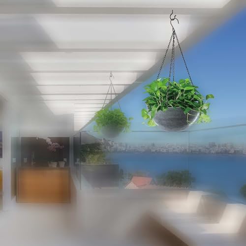 21 Inches 4 Leads Hanging Baskets Chains for Hanging Plant Flower Pot Hanger Bird Feeder Lanterns Billboard, Wall-Mounted Replacement Plant Hangers for Garden Balcony Yard Kitchen(Black,2 PCS)