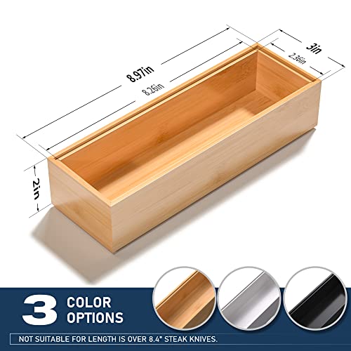 VeyFey Silverware Tray for Drawer, Stackable Kitchen Bamboo Drawer Organizer 9" x 3" x 2" Set of 2 - size: 9" x 3" x 2"