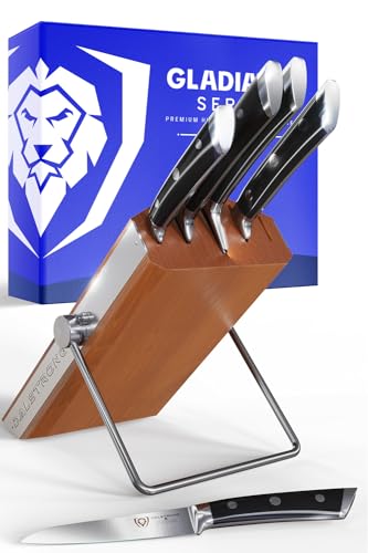 Dalstrong Knife Block Set - 5 Piece - Gladiator Series - with Modular, Multi-Level Block - German High Carbon Steel - Premium ABS Black Handles - NSF Certified - color: Black, size: 5-Pc