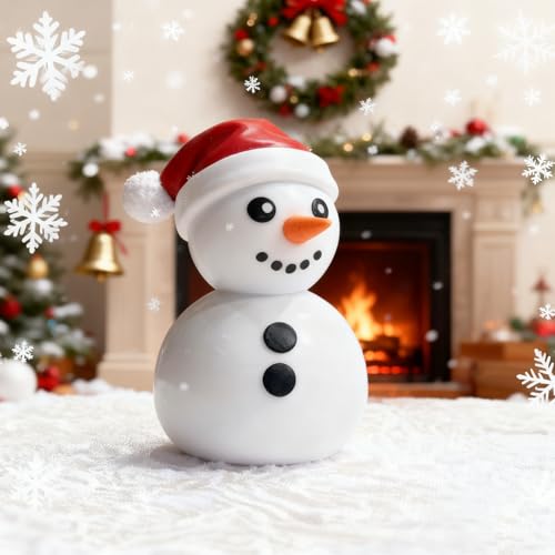 Christmas Snowman Figurines Cute Finger Statue Sculpture Decorations Indoor Cartoon Snowman Ornaments Christmas Desktop Decor Winter Tabletop Statue for Xmas Party Home Decoration - color: Snowman Wearing Christmas Hat