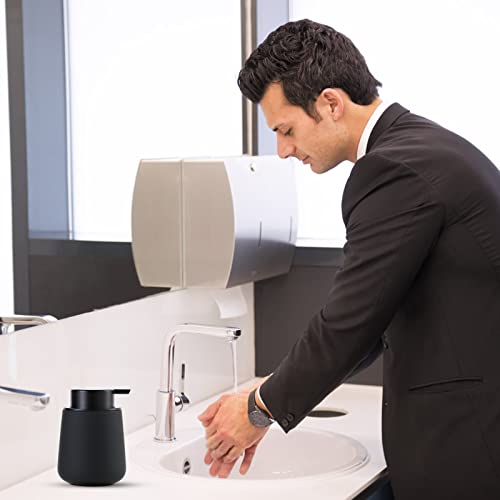 Bosilunlife 12Oz Ceramic Foam Soap Dispenser for Bathroom Kitchen Counter | Premium countertop foam pump creates delicate dense foam, stable desktop placement, Rubber Paint Black - color: Rubber Black