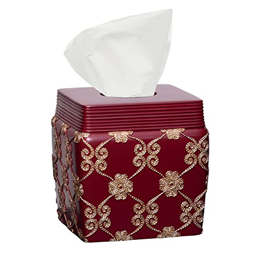 Resin Tissue Box Cover for Modern Home Decor - Minimalist Square Tissue Box Holder for Guest Room, Bedroom, Bathroom, Tabletop & Office - Durable and Aesthetic Tissue Holder, Elegant Rose - color: Elegant Rose