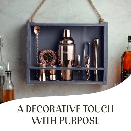 Mixology & Craft Rustic Cocktail Shaker Set – Includes Wood Stand, Complete Barware Kit with 24 Oz Shaker, Dual Jiggers, Pourers, Muddler, Strainer – Perfect for Home Bartenders (Copper) - color: Copper
