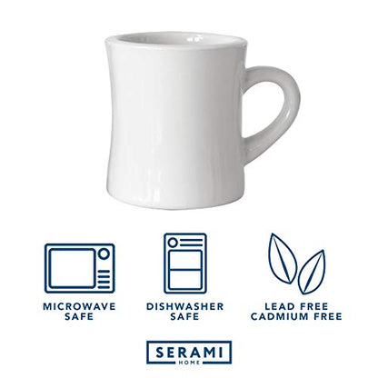 Serami Original 11oz White Diner Coffee Mug Set - Ceramic Mugs Great for Kitchen Set, Travel, and Hot Tea, Retro Waffle House Farmhouse Mug with Handle, Heavy Duty Coffee Cups (4 Pack) - size: 4 Count (Pack of 1)