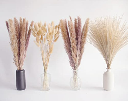 Natural Dried Pampas Grass Decor, Brown Pampas Grass， Bunny Tails Dried Flowers, Reed Grass Bouquet for Wedding Boho Flowers Home Table Decor, Fall Decor，Rustic Farmhouse Party (100 in Total ) - size: 100CPS-Brown