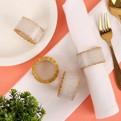 Epoxy Resin Napkin Rings, Rustic, Set of 6 | Epoxy resin, 2x2x1 in. each, smooth finish, reusable, holidays, weddings, dinner parties, family gatherings, artisan - color: Smoky Ivory, size: 2 x 1.2 x 2 - inch (Pack of 6)